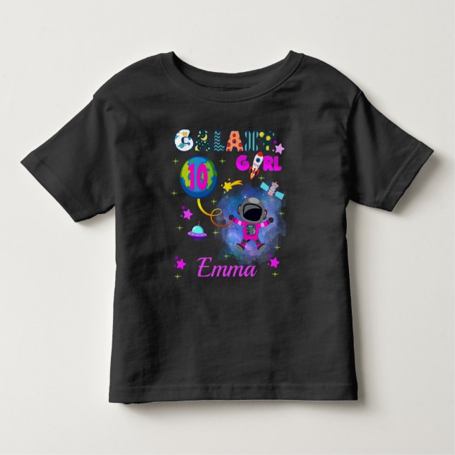 T-shirt Pour Les Tous Petits Extérieur Espace Galaxie Fille fête d'anniversaire (Devant)
