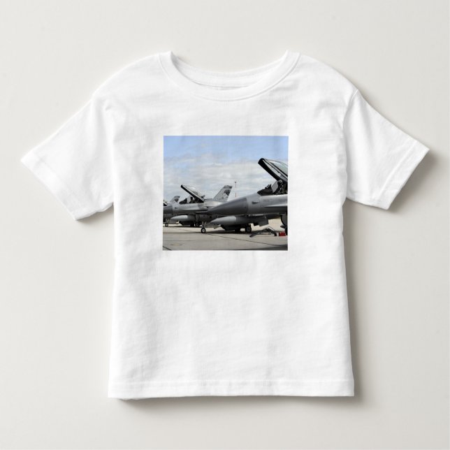 T-shirt Pour Les Tous Petits F-16 Fighting Falcons attend le lancement (Devant)