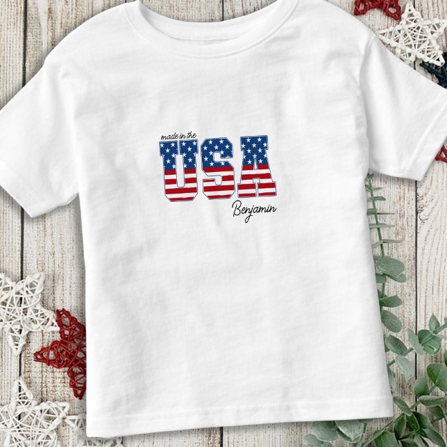 T-shirt Pour Les Tous Petits Fabriqué aux Etats-Unis Drapeau américain 4 juille (Créateur téléchargé)