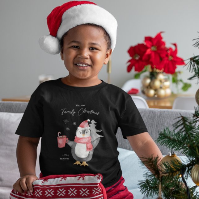 T-shirt Pour Les Tous Petits Famille de manchots mignons avec enfant pour Noël (Créateur téléchargé)
