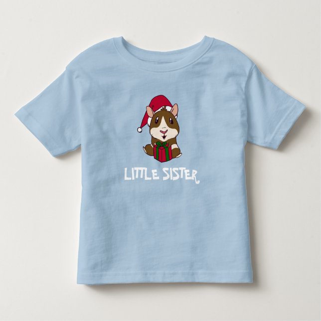 T-shirt Pour Les Tous Petits Famille Noël Cochon d'Inde Petite Soeur Personnali (Devant)