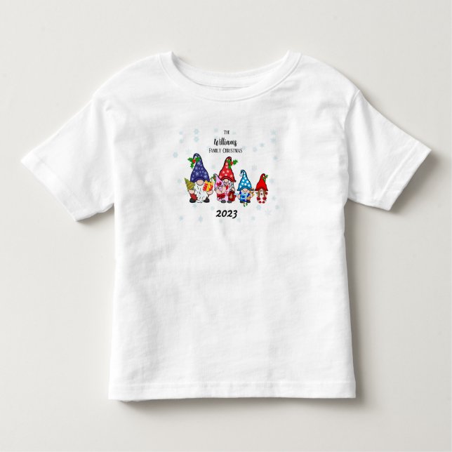 T-shirt Pour Les Tous Petits Famille personnalisée tout-petit famille Gnome fil (Devant)