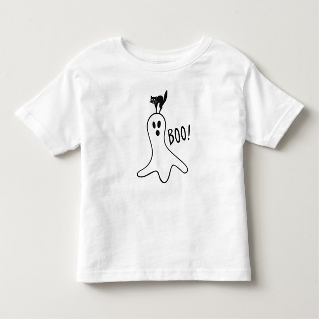 T-shirt Pour Les Tous Petits Fantôme et chat noir Halloween mou (Devant)
