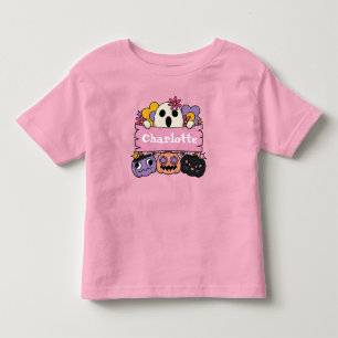 T-shirt Pour Les Tous Petits Fantôme Mignon Nom de Fille Personnalisé Halloween