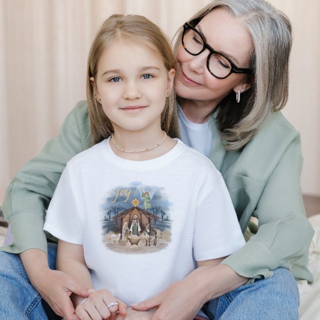 T-shirt Pour Les Tous Petits Farmhouse rustique Noël Joie Nativité (Get your little one into the holiday spirit with our festive Christmas Kids T-Shirt! 🎅)