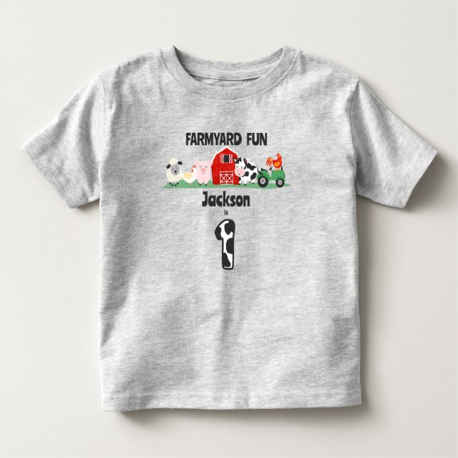 T-shirt Pour Les Tous Petits Farmyard Amusement 1er Anniversaire Ferme Animal A (Devant)
