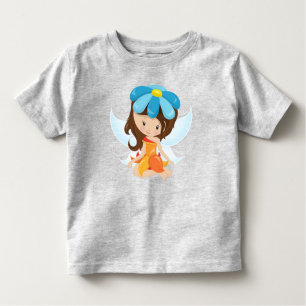 T-shirt Pour Les Tous Petits Fée mignonne, Fée magique, Cheveux Brown, Fleurs