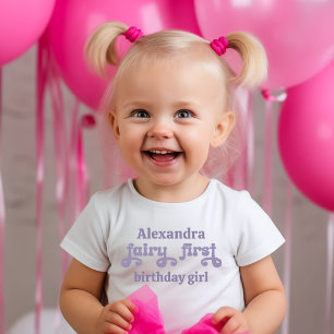 T-shirt Pour Les Tous Petits Fée Violette Première Baie Premier Anniversaire