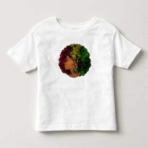 T-shirt Pour Les Tous Petits Femme noire rasta afro rouge jaune vert