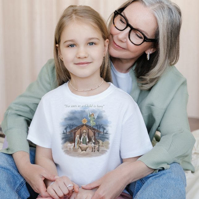 T-shirt Pour Les Tous Petits Ferme rustique Noël Nativité traditionnelle (Get your little one into the holiday spirit with our festive Christmas Kids T-Shirt! 🎅)