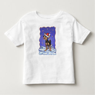 T-shirt Pour Les Tous Petits Festive de nuit étoilée Chihuhua à Santa Hat