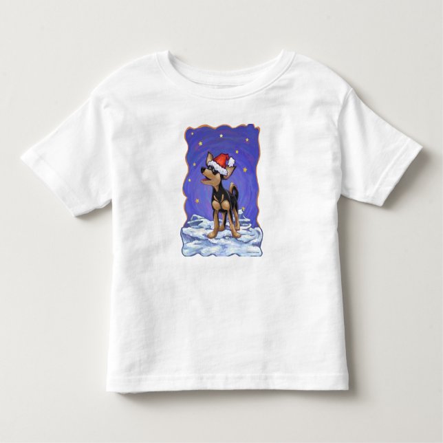 T-shirt Pour Les Tous Petits Festive de nuit étoilée Chihuhua à Santa Hat (Devant)