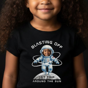 T-shirt Pour Les Tous Petits Fête d'anniversaire d'astronaute 1er tour autour d