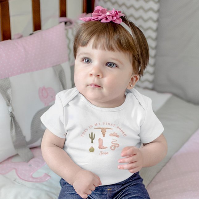 T-shirt Pour Les Tous Petits Fête d'anniversaire de 1 an Cowgirl Premier Rodéo (Créateur téléchargé)