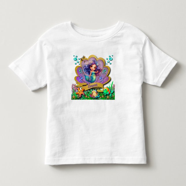 T-shirt Pour Les Tous Petits Fête d'anniversaire de la Petite Sirène - Sous la  (Devant)