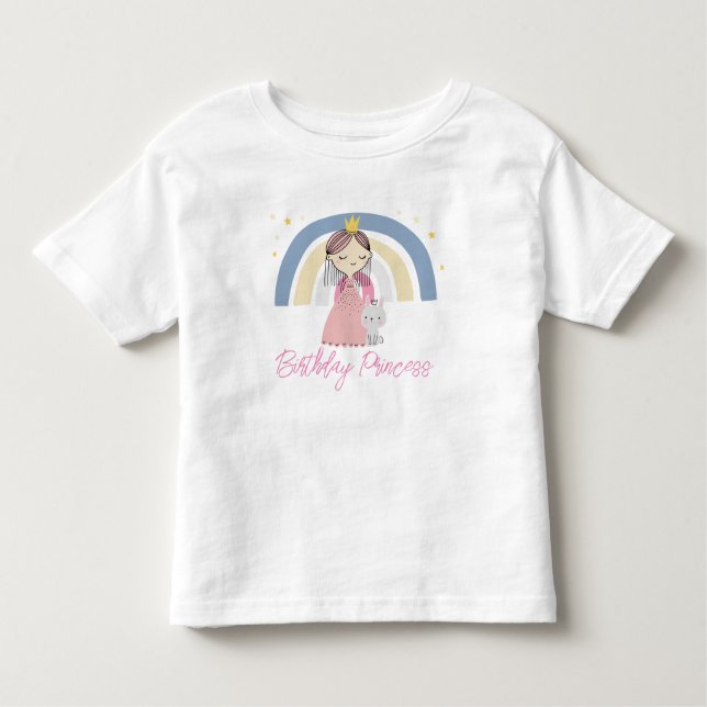 T-shirt Pour Les Tous Petits Fête d'anniversaire de la princesse mignonne (Devant)