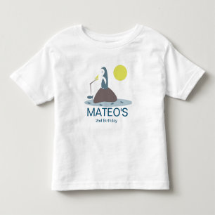 T-shirt Pour Les Tous Petits Fête d'anniversaire de pêche de manchot mignon