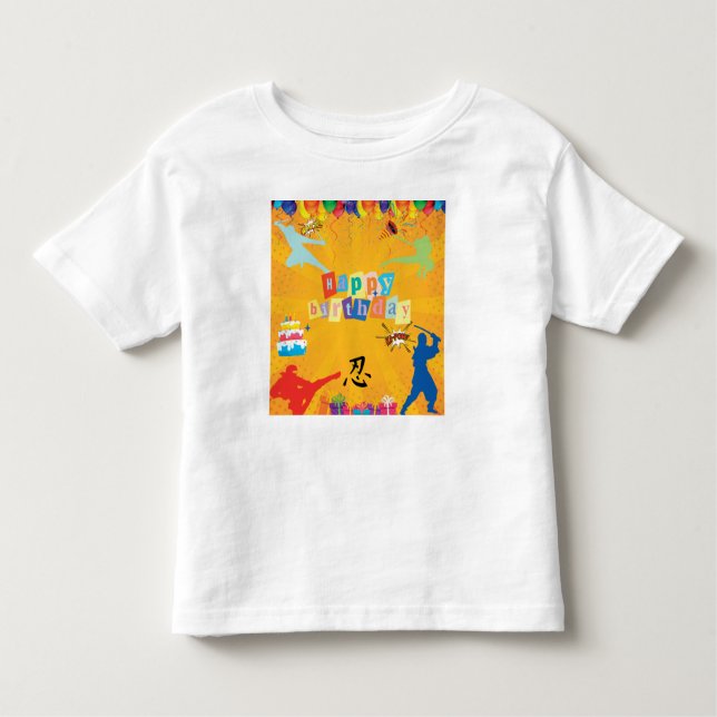 T-shirt Pour Les Tous Petits Fête d'anniversaire sur mesure de ninja pour enfan (Devant)