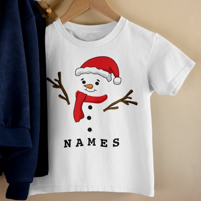 T-shirt Pour Les Tous Petits Fête de Noël personnalisée Funny Snowman (Personalized Christmas Festive Funny Snowman Toddler T-shirt)