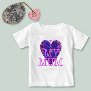 T-shirt Pour Les Tous Petits Fête des mères J'aime ma mère Aquarelle violette C
