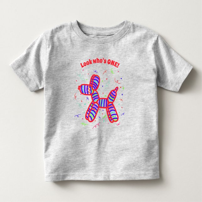 T-shirt Pour Les Tous Petits Fête personnalisée de chien en ballon (Devant)