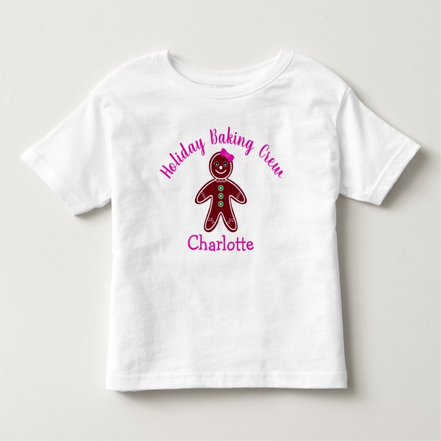 T-shirt Pour Les Tous Petits Fêtes Cuisine d'équipage pain d'épices Fille Noël (Devant)