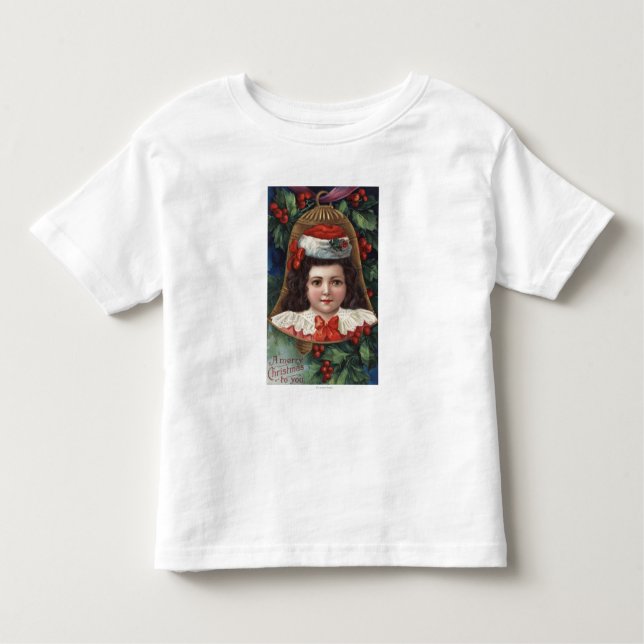 T-shirt Pour Les Tous Petits Fille à Santa Hat dans Bell (Devant)