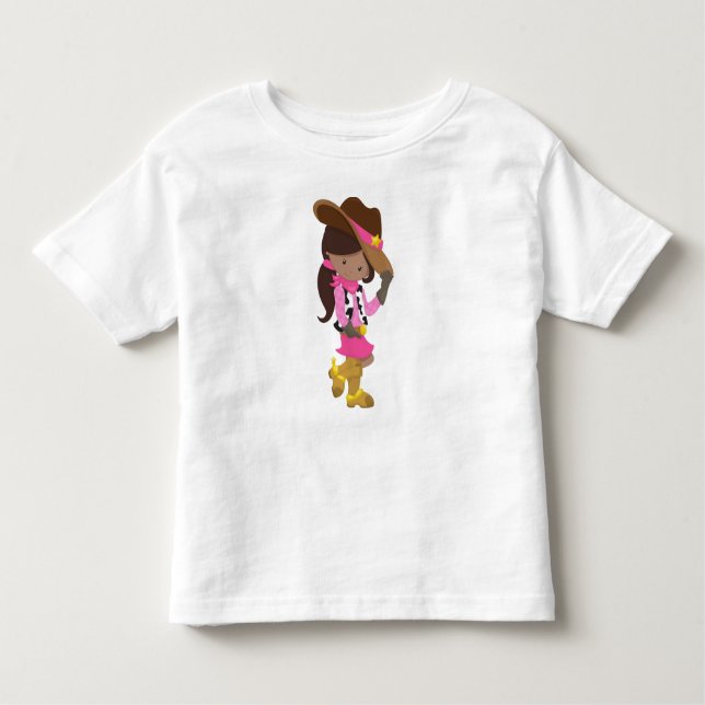 T-shirt Pour Les Tous Petits Fille Africaine Américaine, Cowgirl, Sheriff, West (Devant)