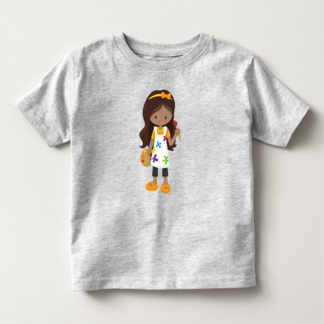 T-shirt Pour Les Tous Petits Fille Africaine Américaine, Peintre, Peinture, Pin (Devant)