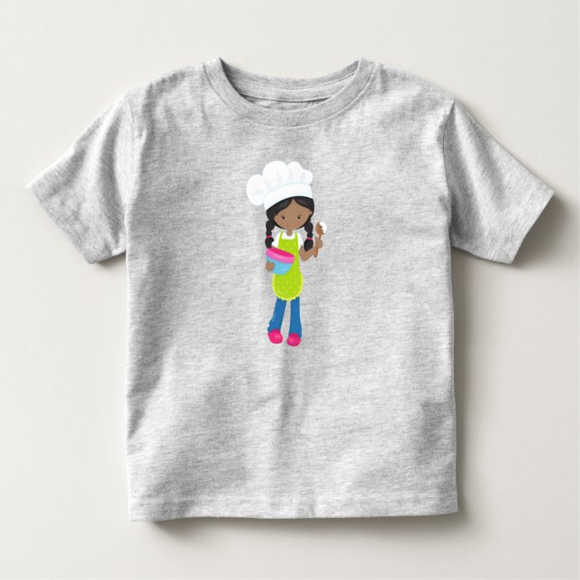 T-shirt Pour Les Tous Petits Fille afro-américaine, Cuisine, Boulanger, Boulang (Devant)