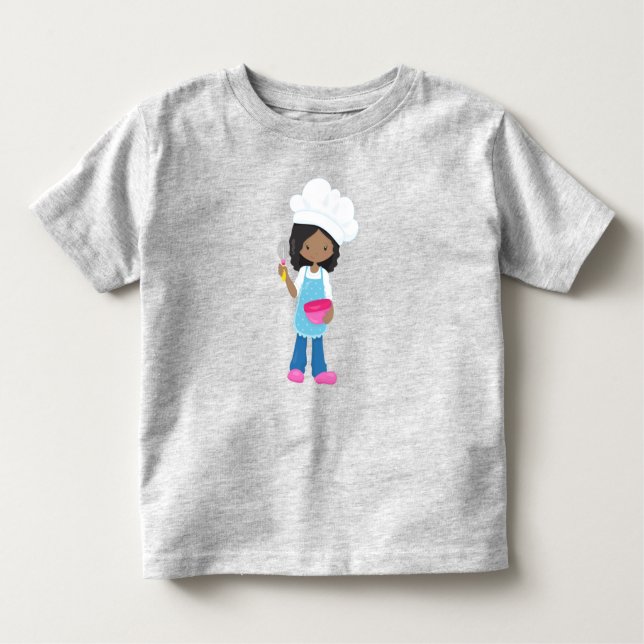 T-shirt Pour Les Tous Petits Fille afro-américaine, Cuisine, Boulangère, Pâtiss (Devant)