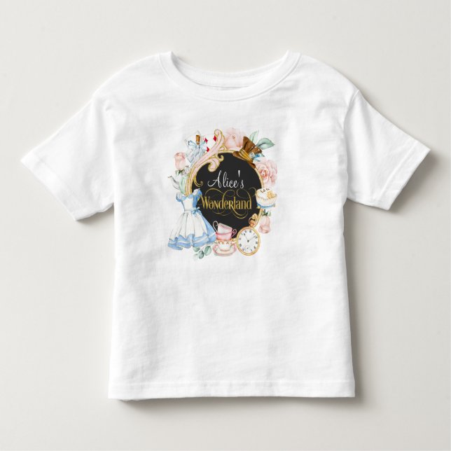 T-shirt Pour Les Tous Petits Fille anniversaire Alice au pays des merveilles To (Devant)