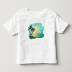 T-shirt Pour Les Tous Petits Fille aux fleurs de l'île tropicale Bleu-vert ID58