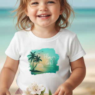 T-shirt Pour Les Tous Petits Fille aux fleurs de Tropical Isle Sarcelle ID581