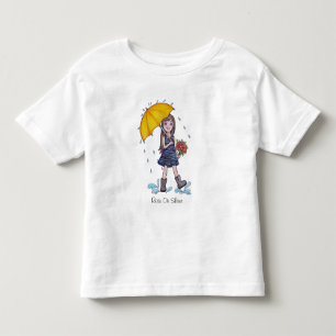 T-shirt Pour Les Tous Petits Fille Avec Parapluie Jaune En Aquarelle