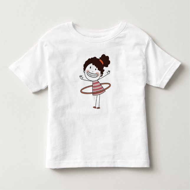 T-shirt Pour Les Tous Petits Fille Bâton Mignonne Aquarelle Grand Sourire Beau (Devant)