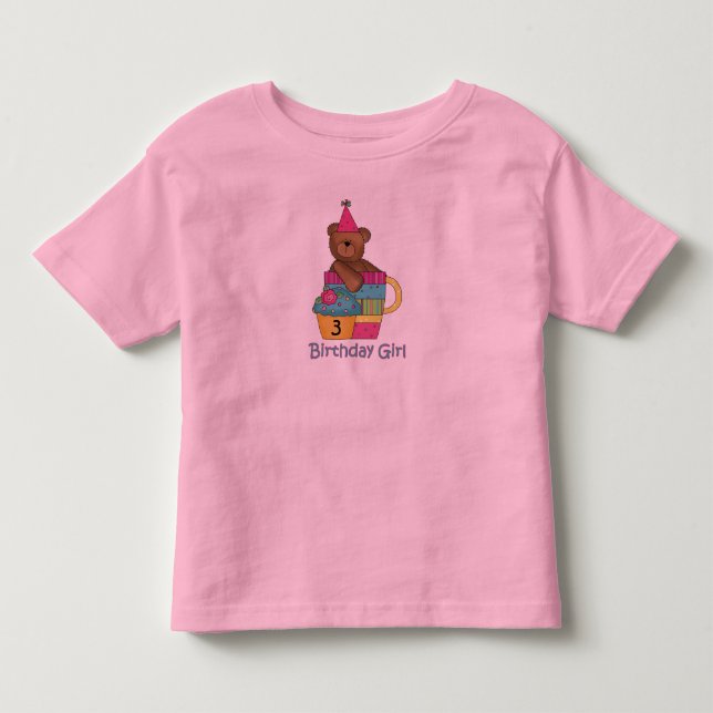 T-shirt Pour Les Tous Petits Fille d'anniversaire 3 ans (Devant)