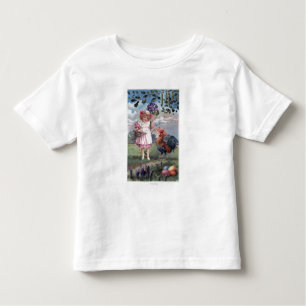 T-shirt Pour Les Tous Petits Fille dans le rose tenant les fleurs pourpres