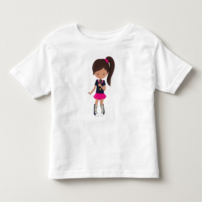 T-shirt Pour Les Tous Petits Fille de rock, fille latine, microphone, chanteuse (Devant)