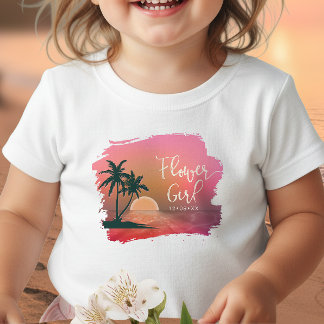 T-shirt Pour Les Tous Petits Fille des fleurs de l'île tropicale rose ID581