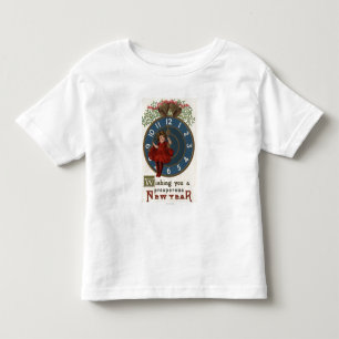 T-shirt Pour Les Tous Petits Fille en rouge assise à l'horloge