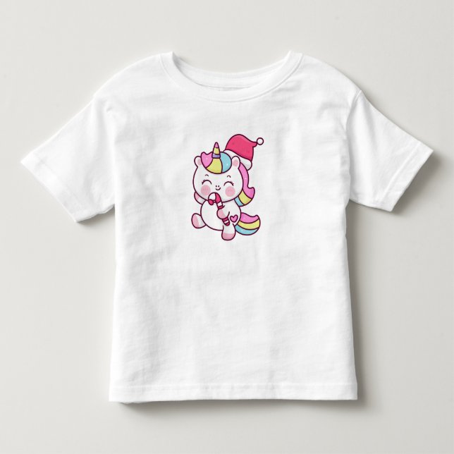 T-shirt Pour Les Tous Petits Fille Licorne de Noël  (Devant)