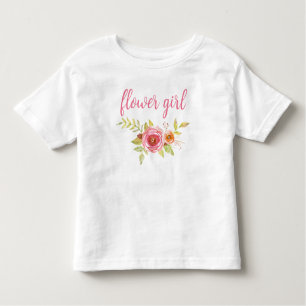 T-shirt Pour Les Tous Petits Fille mignonne Mariage de script rose Fleur fille