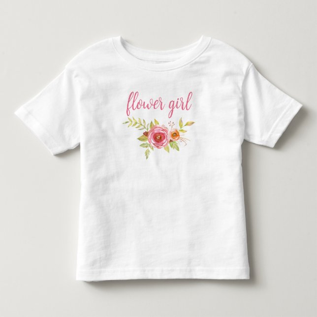 T-shirt Pour Les Tous Petits Fille mignonne Mariage de script rose Fleur fille (Devant)