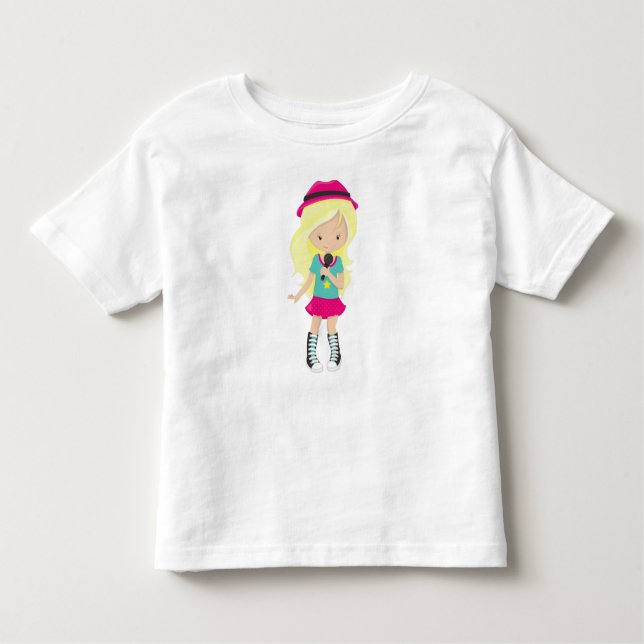 T-shirt Pour Les Tous Petits Fille rock, cheveux blonds, chanteuse de groupe, m (Devant)