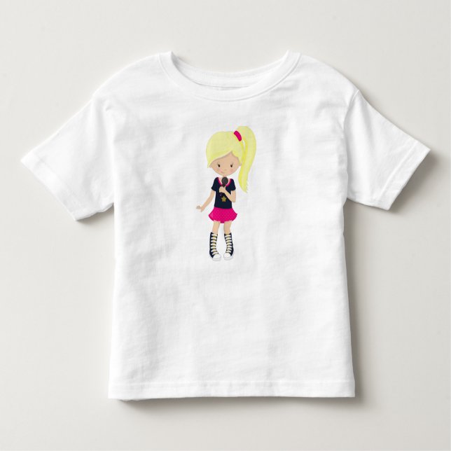 T-shirt Pour Les Tous Petits Fille rock, cheveux blonds, microphone, chanteuse  (Devant)
