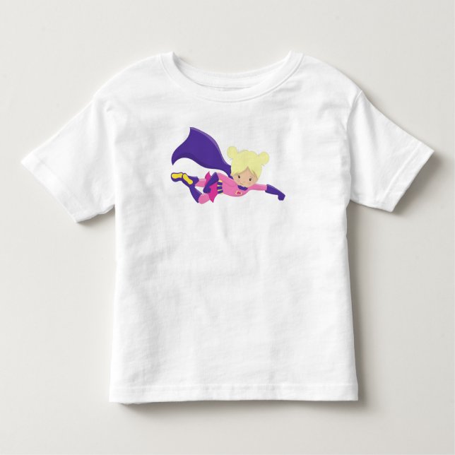 T-shirt Pour Les Tous Petits Fille Super-héroïne, Héroïne, Cheveux Blonds, Cape (Devant)
