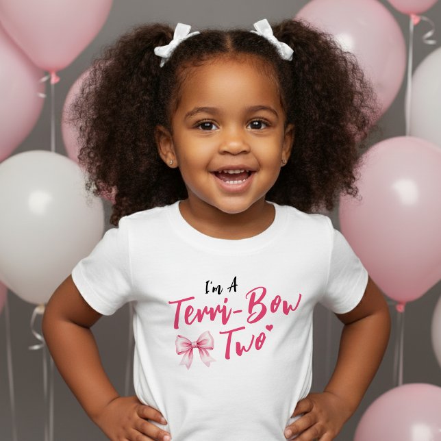 T-shirt Pour Les Tous Petits Filles au Nœud Rose 2e Anniversaire Terrible Deux (Pink Bow Girls 2nd Birthday Party Terrible Two Toddler T-shirt
)