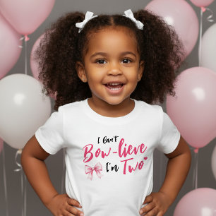 T-shirt Pour Les Tous Petits Filles au ruban rose 2ème anniversaire J'ai deux a