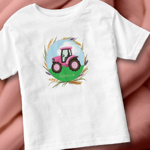 T-shirt Pour Les Tous Petits Filles du tracteur rose de la ferme Mignon Personn